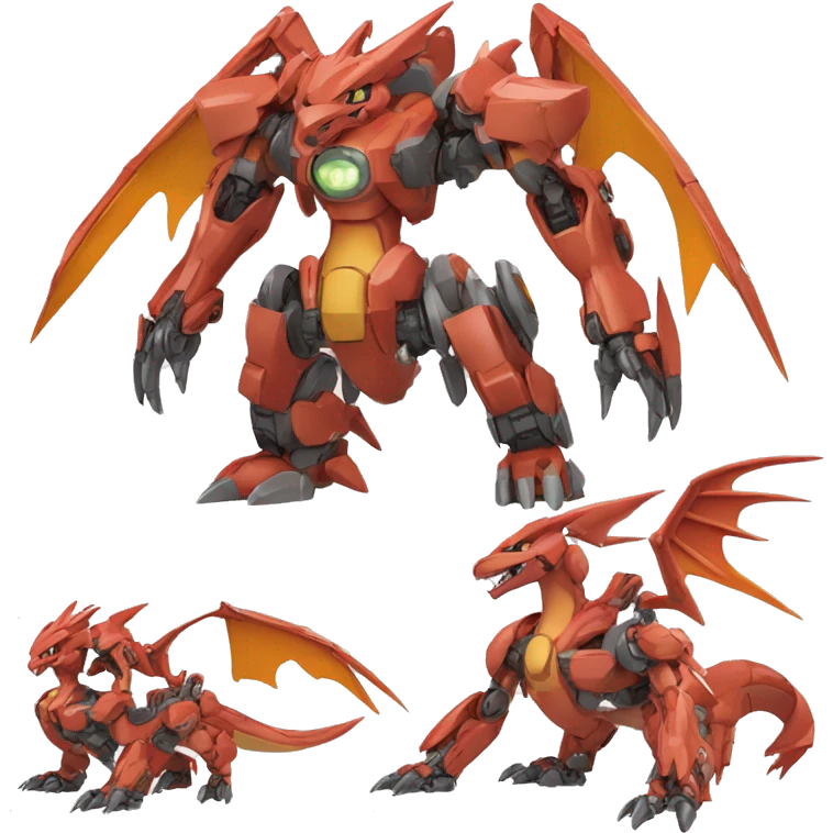 Mechanical Guilmon-Charizard-Medabot-Mecha full body emoji
