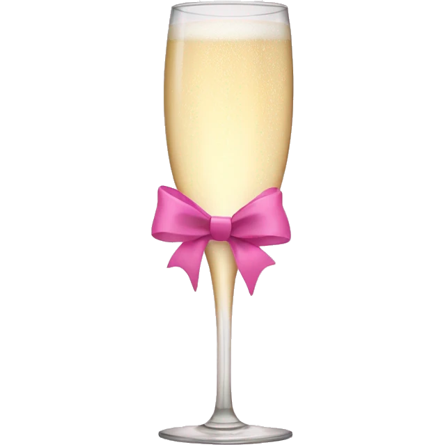 Champagne glass cheers with pink bow emoji