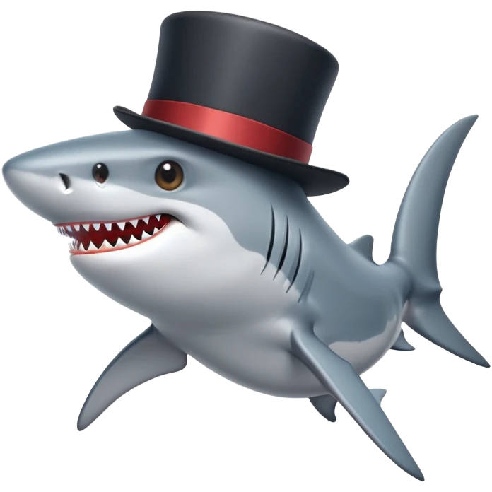 Shark with a top hat emoji