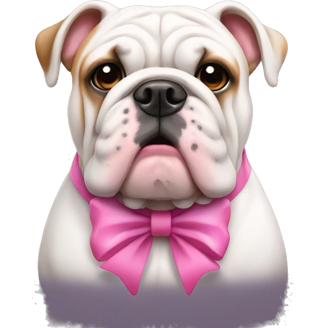 english bulldog wearing a pink bow emoji