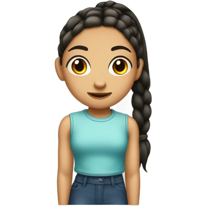 girl with ponytail and black circle of cheek  emoji