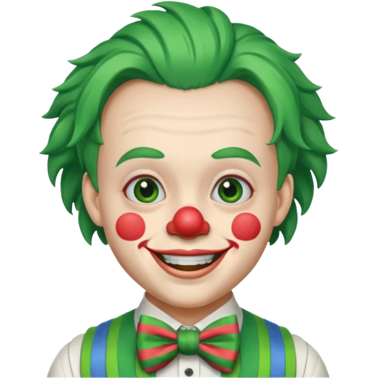 Clown with striped bow tie, green hair emoji