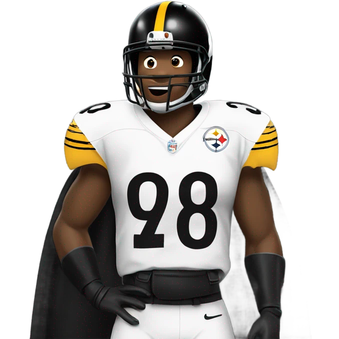 Pittsburgh Steelers player in uniform with black cape. emoji