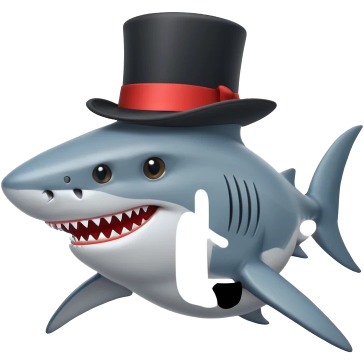 Shark with a top hat emoji