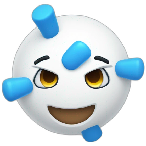 smiling blue and white painkiller mascot emoji