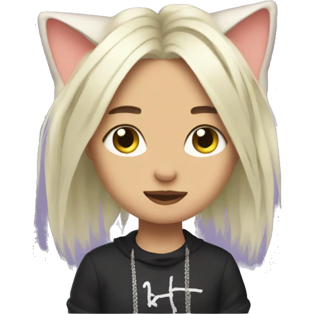A kitty with billie eilish hair emoji