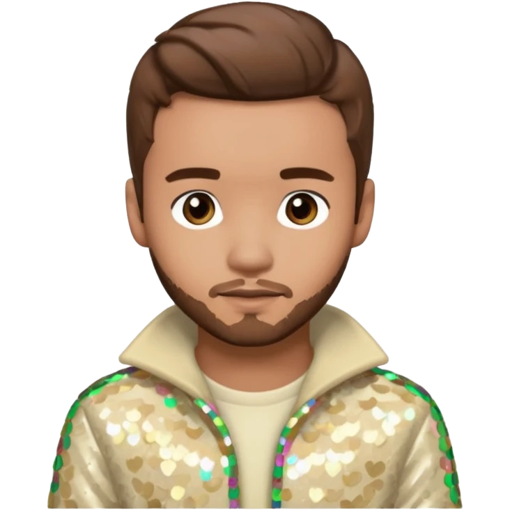 Liam Payne from One Direction with light skin, brown hair, cream sequin outfit emoji