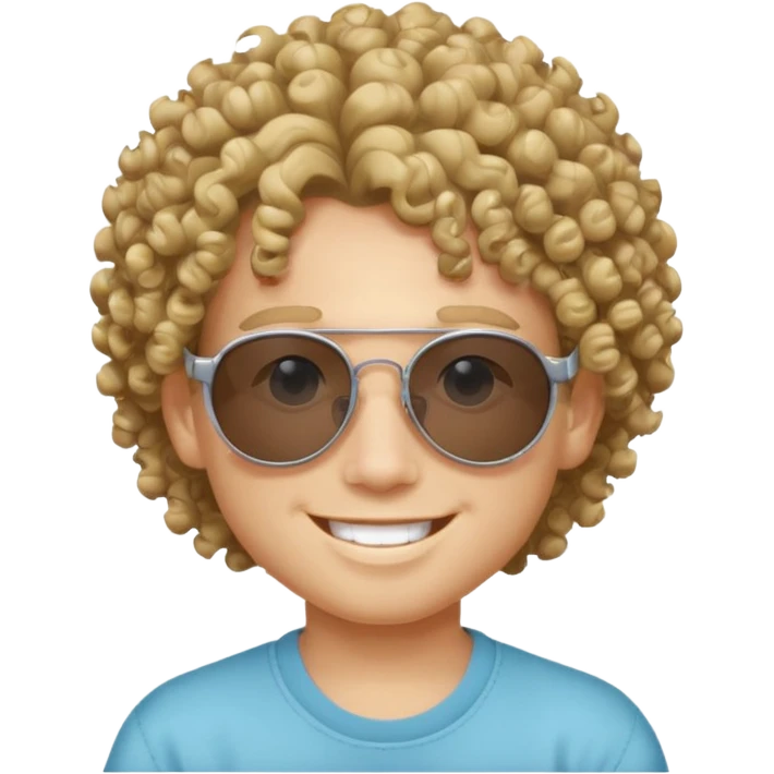 chico con pelo rizado, piel blanca y unas gafas de sol y2k emoji