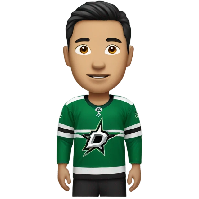 Asian guy wearing a dallas stars jersey  emoji