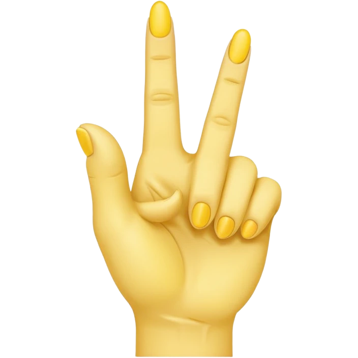 A yellow hand with index and middle finger up pointing on its side emoji