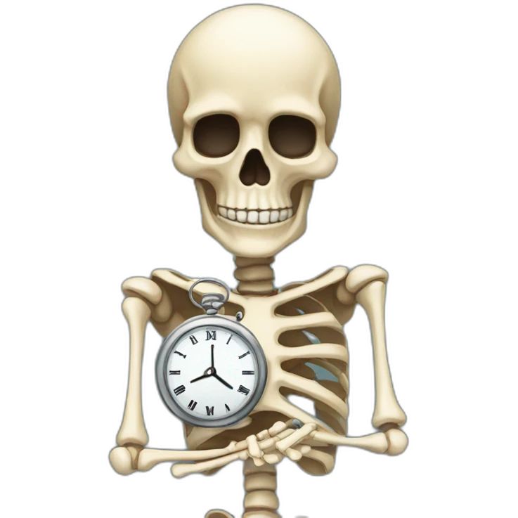 waiting-looking-at-watch-so-long-becoming-skeleton emoji