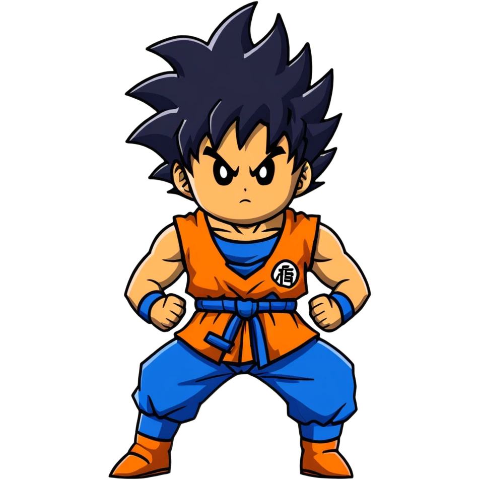 Goku from Dragon Ball Z, spiky black hair, orange gi emoji