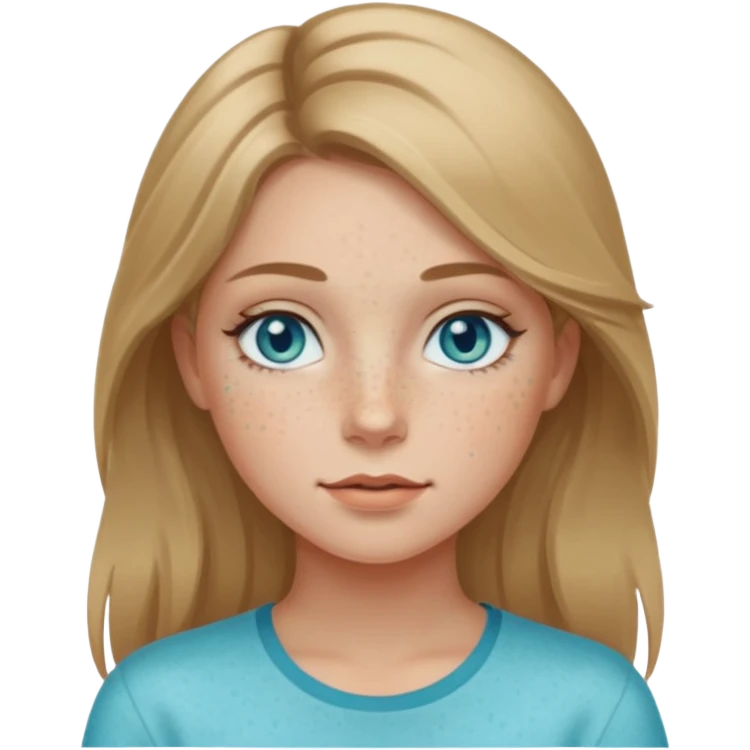girl with dark blonde hair with aquamarine eyes emoji
