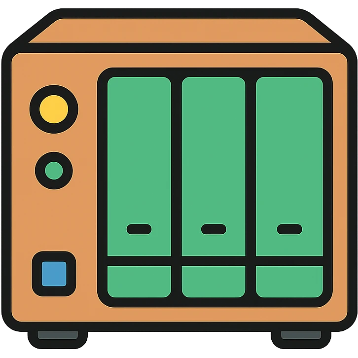 Make the NAS device even more generic, avoid any Synology-like features, emphasize a neutral, brandless look, visible drive bays, modern look, clean and minimal design with no branding or distinctive features. emoji