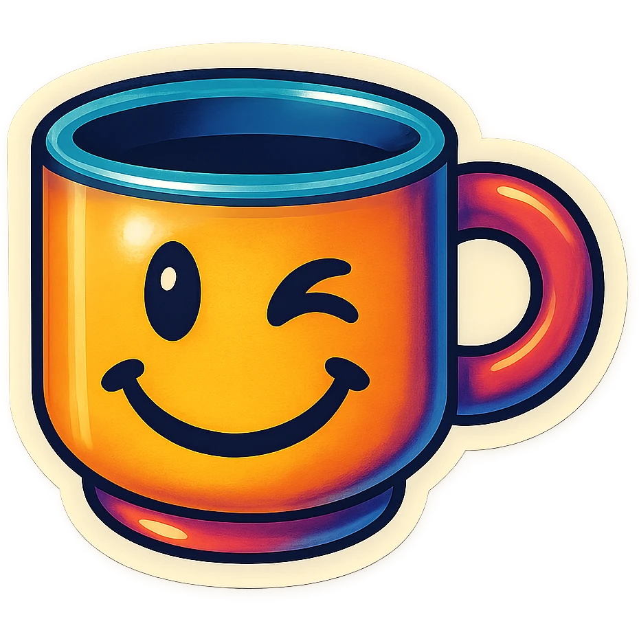cup sticker with winking face emoji style emoji