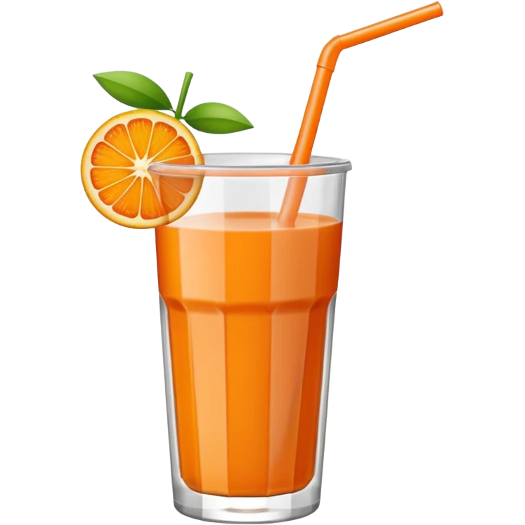 Ícone minimalista de copo com suco. Um canudinho e uma rodela de laranja. emoji