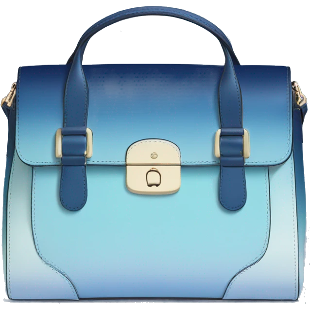Realistic dark blue to light blue ombre kate spade satchel purse.  emoji