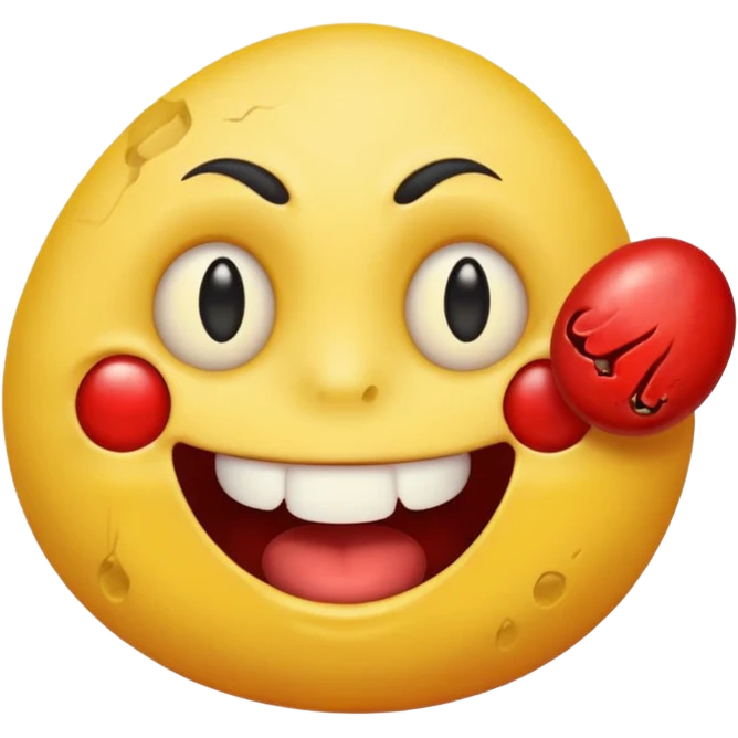 a cursed yellow emoji circle with rock on hands and he looks super drunk emoji