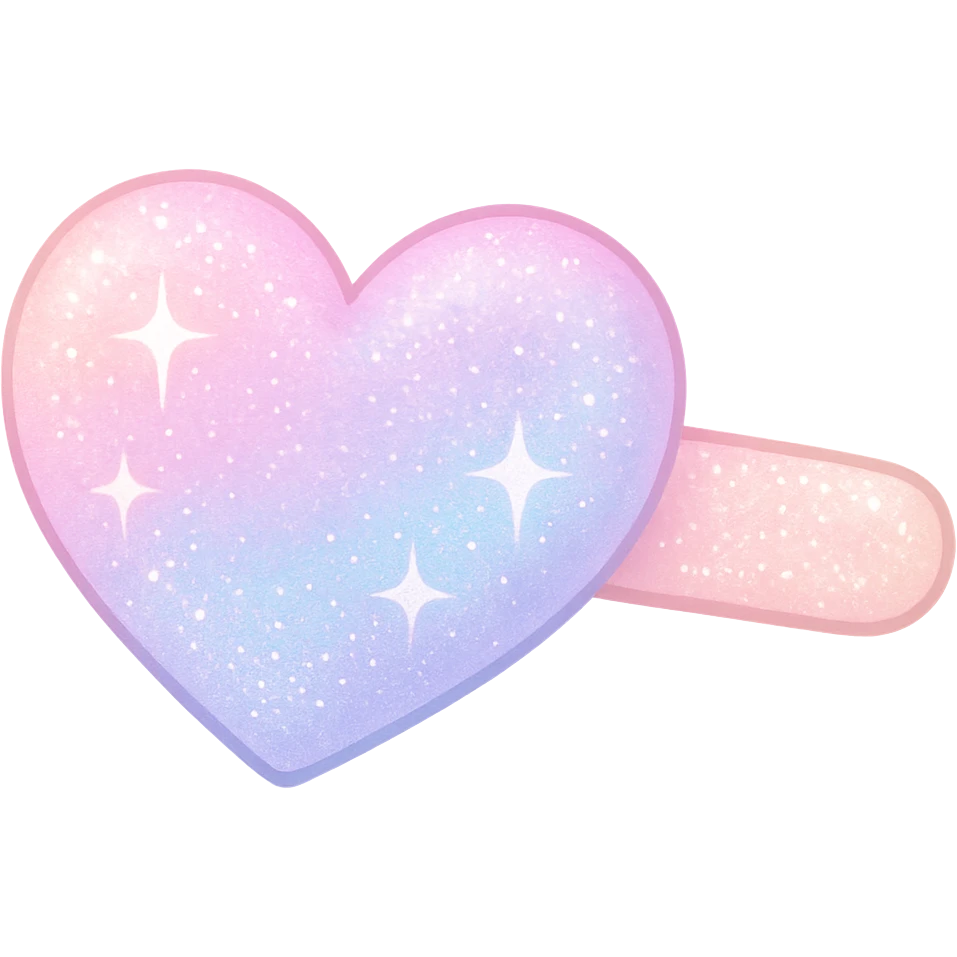 girly sparkling heart-shaped hair clip, cute, no background, pastel colors emoji