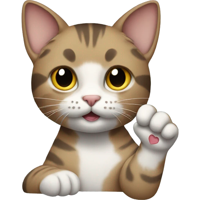 cat holding up rock on paw emoji