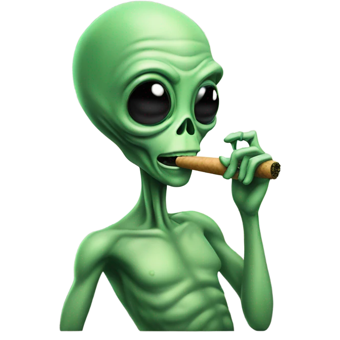 Alien smoking weed from a bong emoji