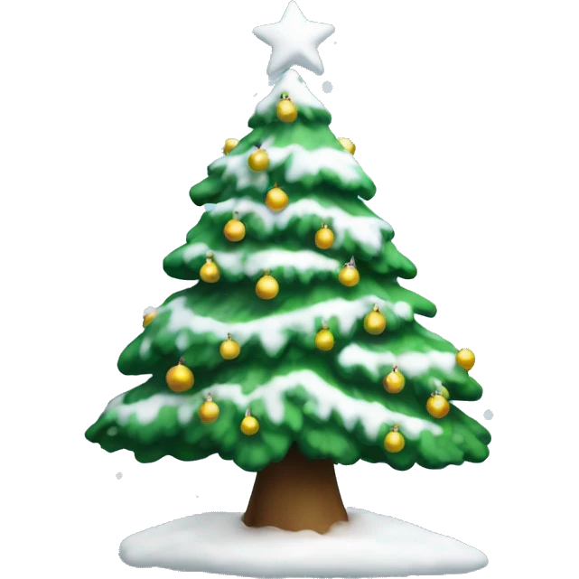 Christmas tree with white snow falling emoji