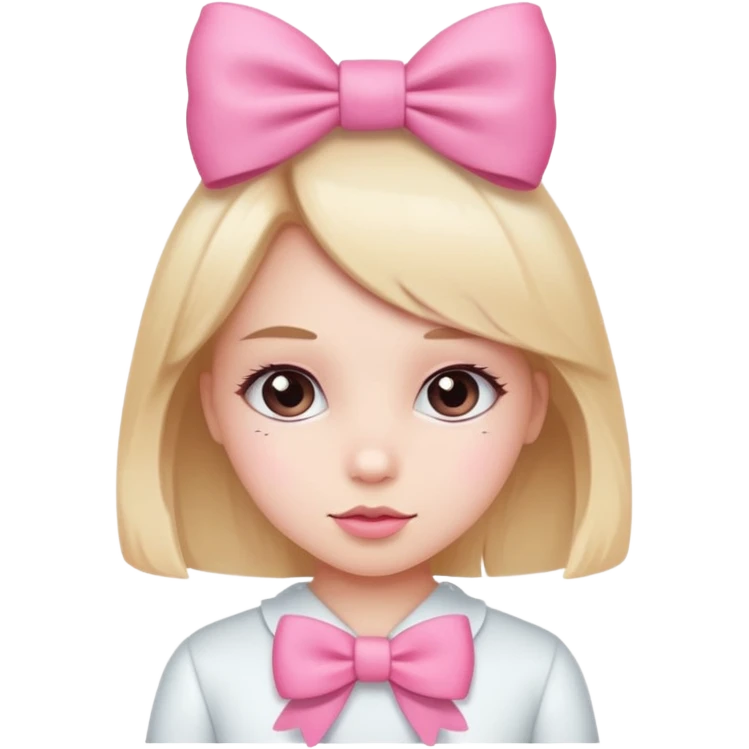 Cute girl with bow pink emoji