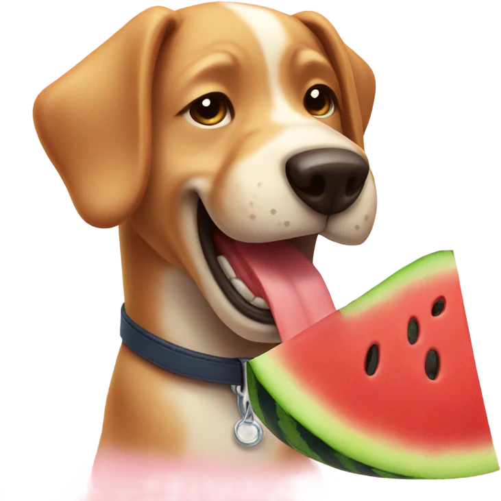 Dog eating watermelon emoji