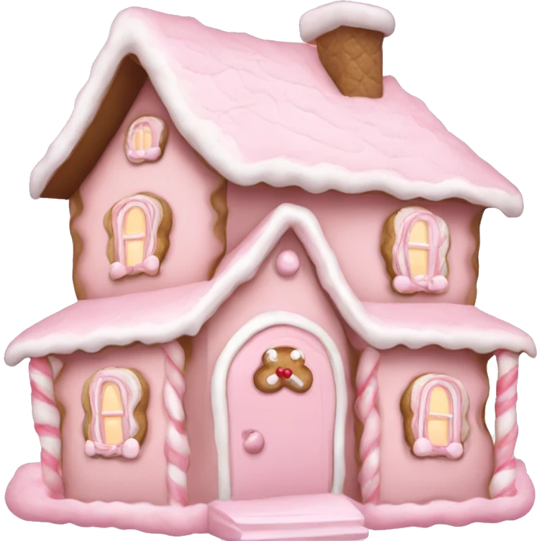 cute pale pink gingerbread house coquette emoji