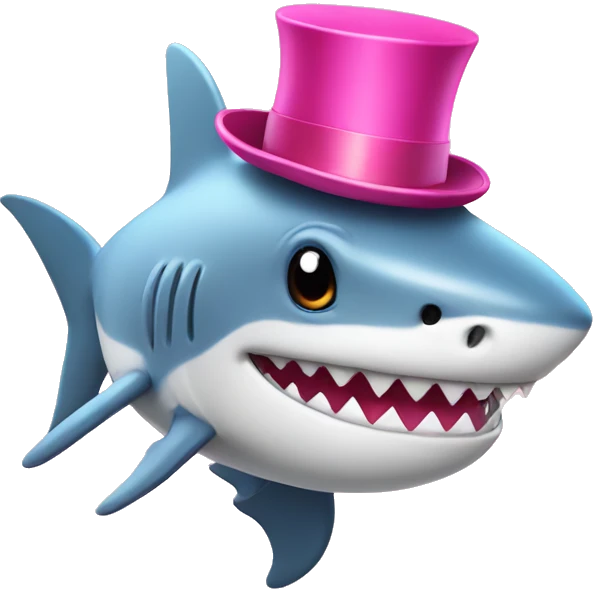 cute Shark with a pink top hat emoji
