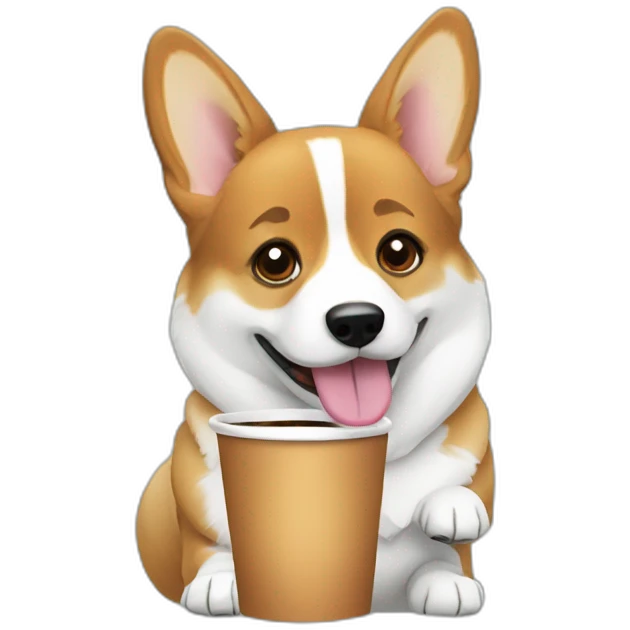 corgi drinking coffee emoji