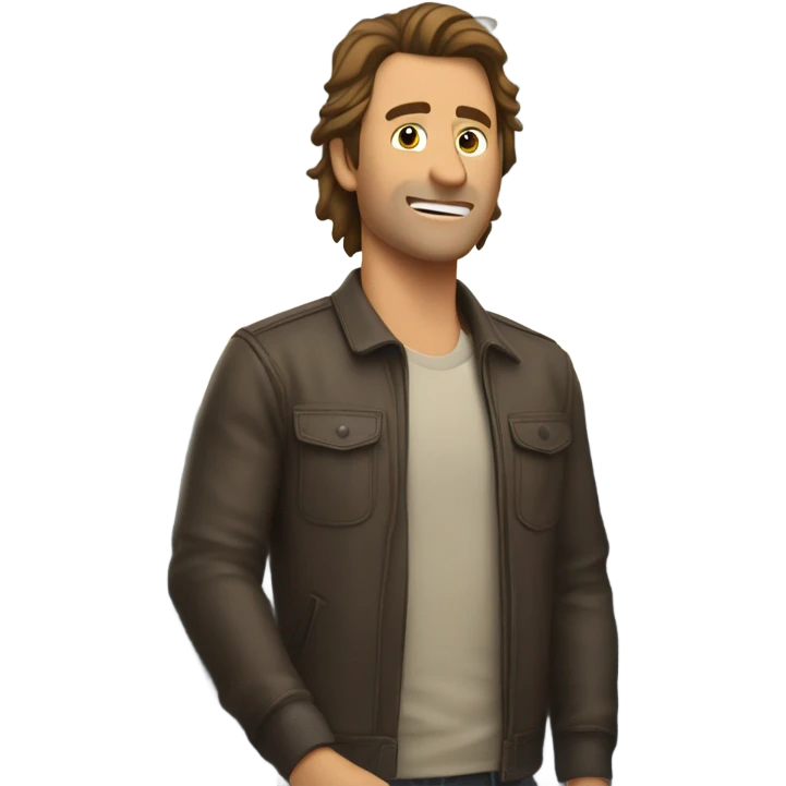 Brown haired mullet man flying plane that’s crashing emoji