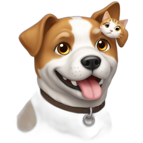 Chien avec un chat emoji