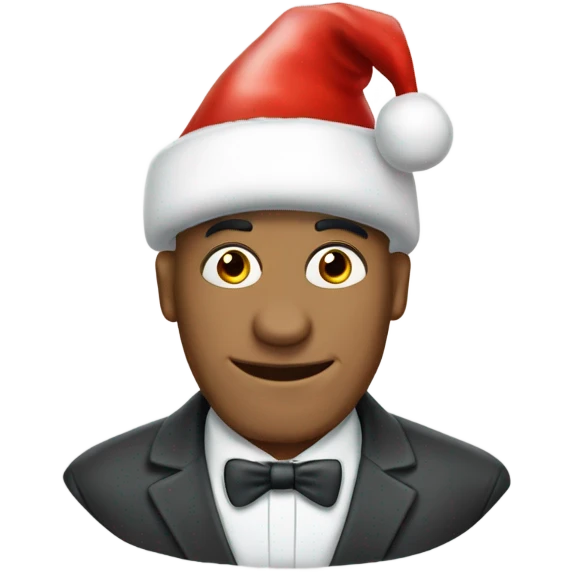 igloo xmas santa hat on bald man in formal attire emoji