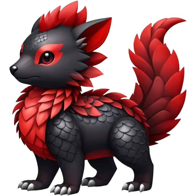 Cute cool black red animal hybrid Fakemon full body emoji