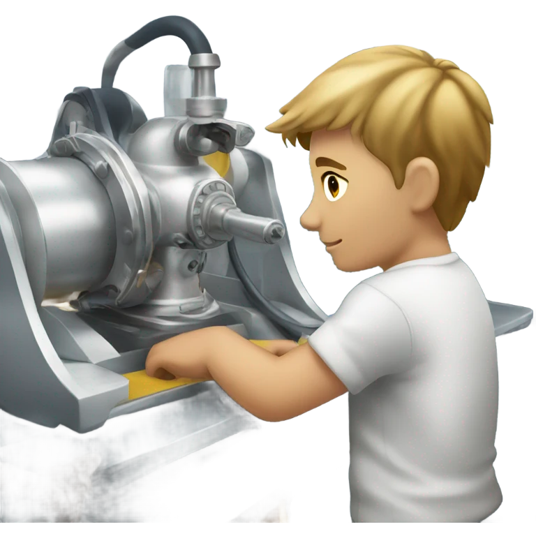 boy using yacht polishing machine emoji