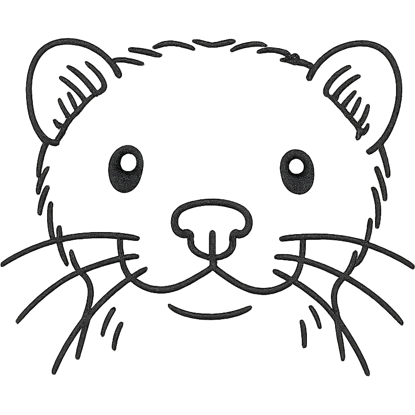 hand drawn outlined ferret head icon emoji