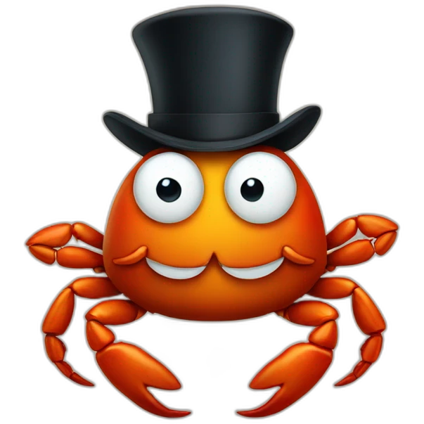 crab with a top hat and a beard emoji