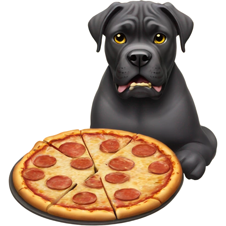 Cane corso eating pizza emoji