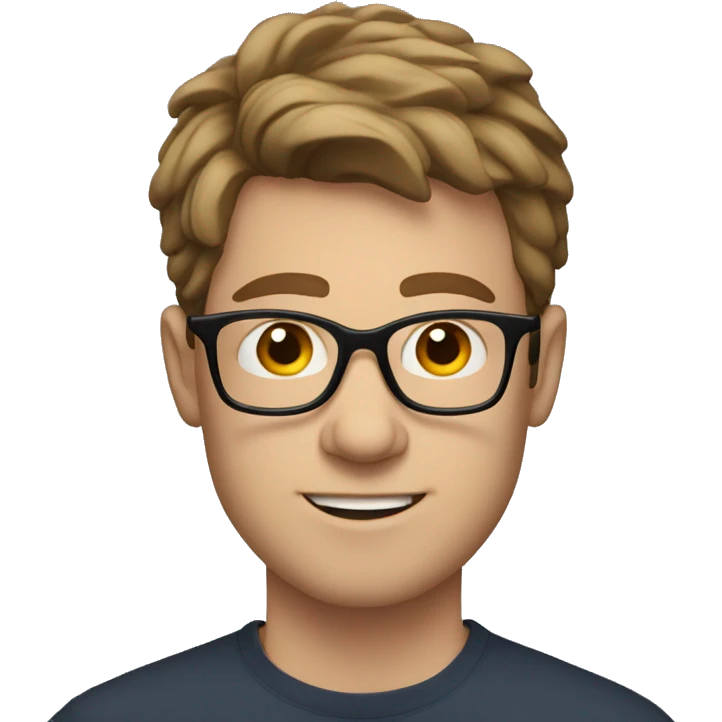24 year old white man with brown hair and glasses emoji