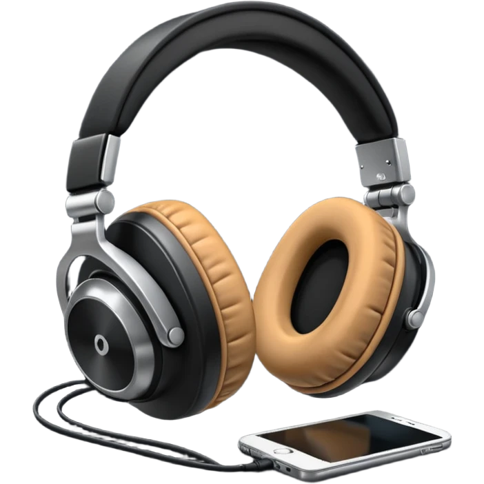 A pair of oversized headphones resting on the booth edge.
 emoji