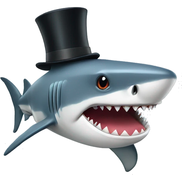 Shark with a top hat emoji