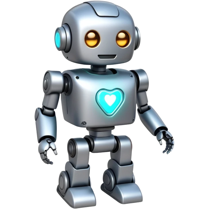 Cute robot character with an AI chip embedded in its chest emoji