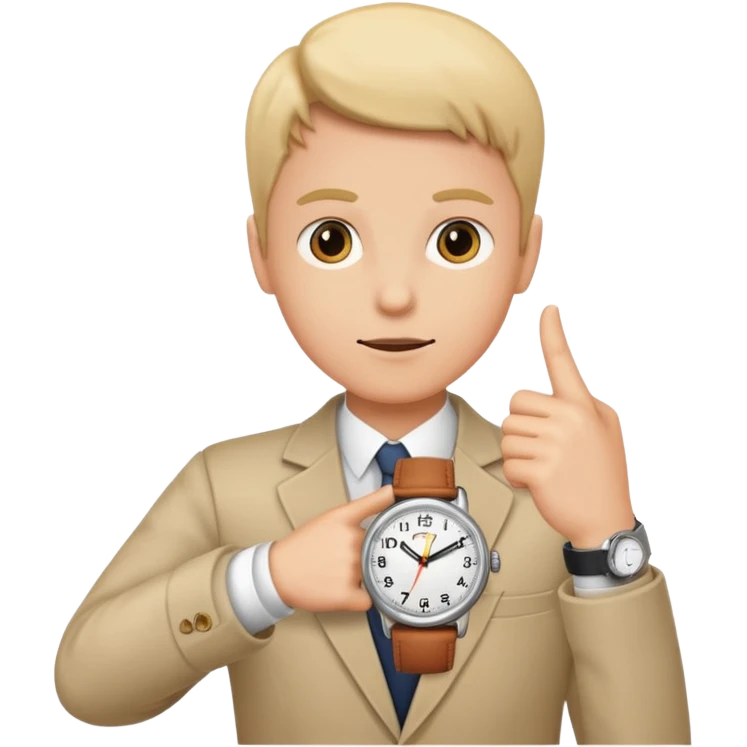 Emoji saying now maybe a watch and ur pointing at it like times up emoji