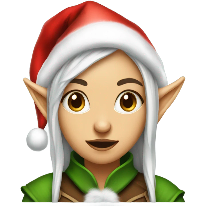 rogue female elf fantasy wearing santa hat emoji
