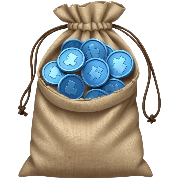 blue coins inside a bag  emoji