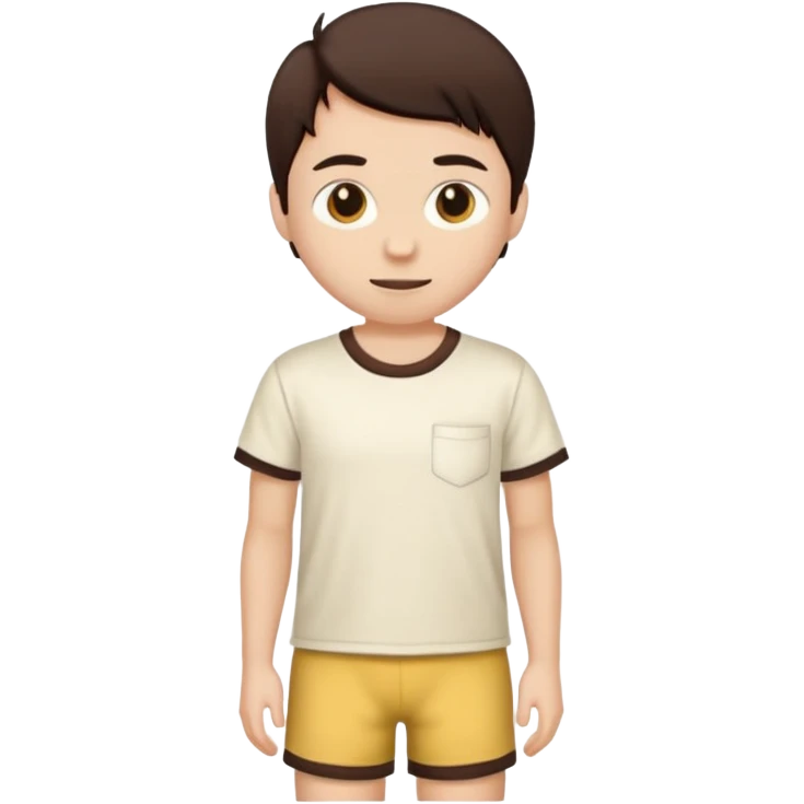 Pajamas with dark brown shorts and a light cream T-shirt emoji