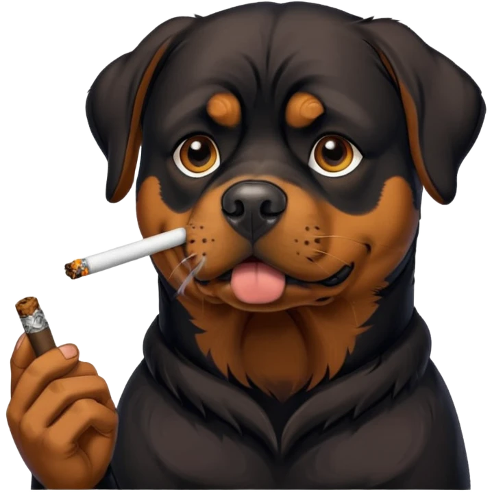 Rottweiler dog smoking a blunt emoji