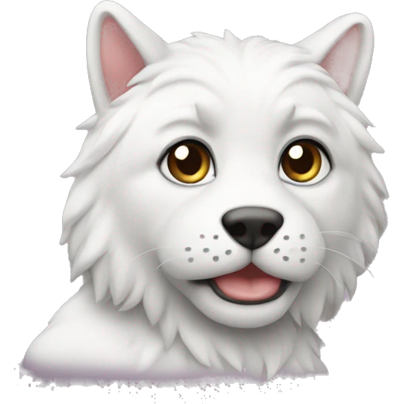 Белая кошечка с розовым ошейником  emoji