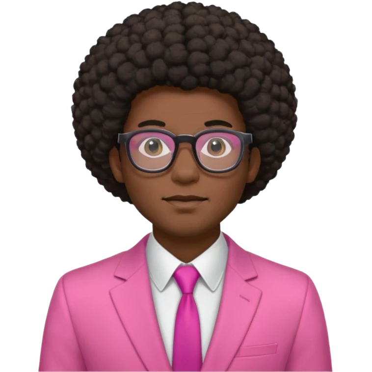 afro hair man pink suit glasses emoji